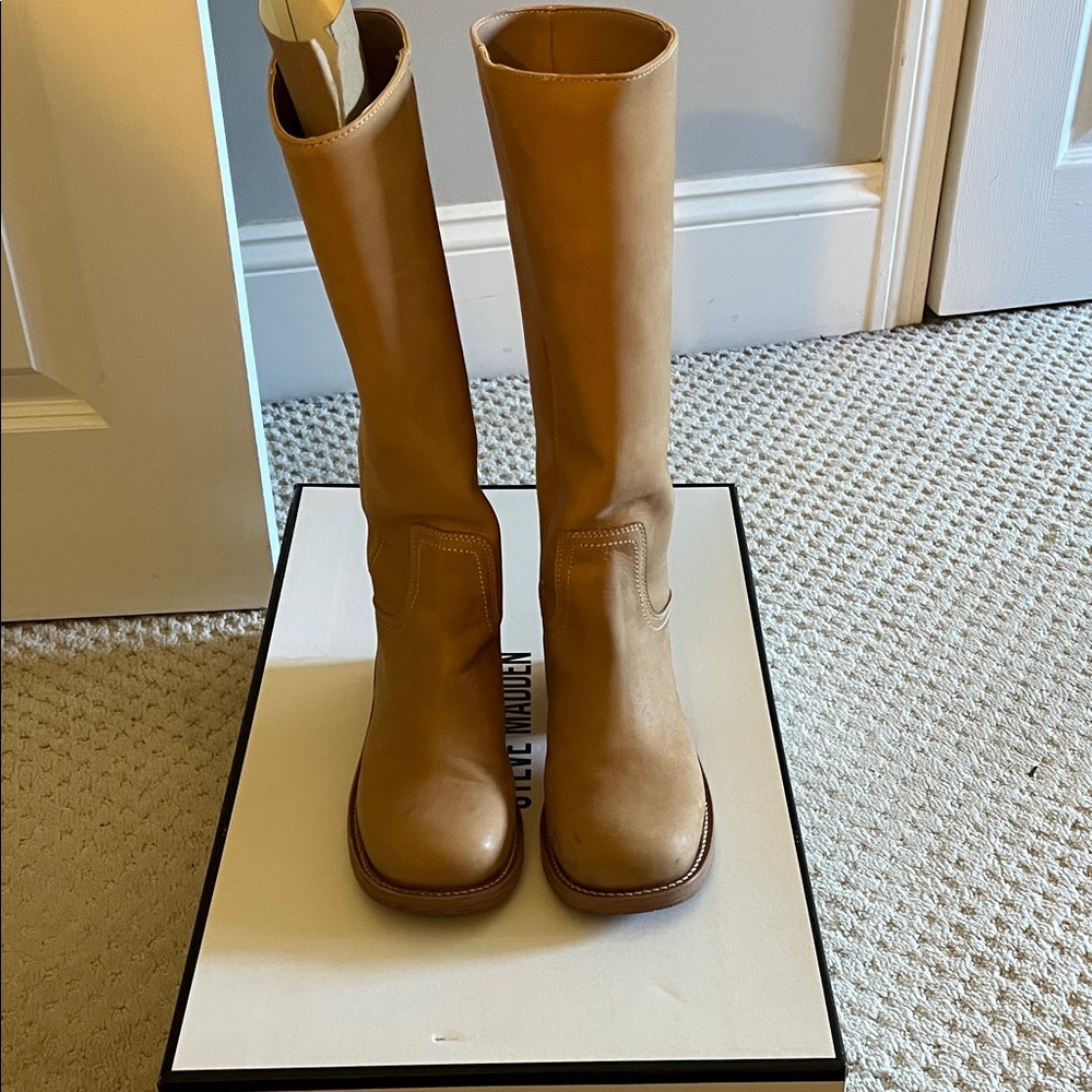 Steve Madden Tan Knee-High Leather Boots